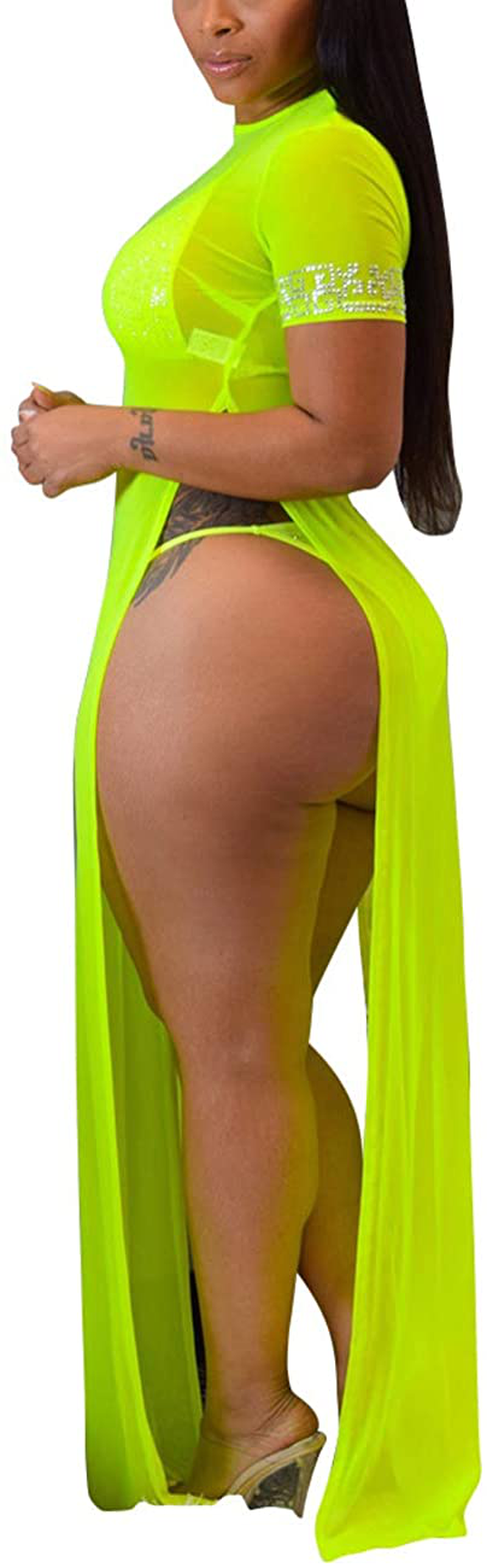 Sexycherry Women'S Sexy Swimsuit Cover Ups Casual See through Sheer Long Maxi Dresses for Swimwear Apparel & Accessories > Clothing > Swimwear Kylie Max   