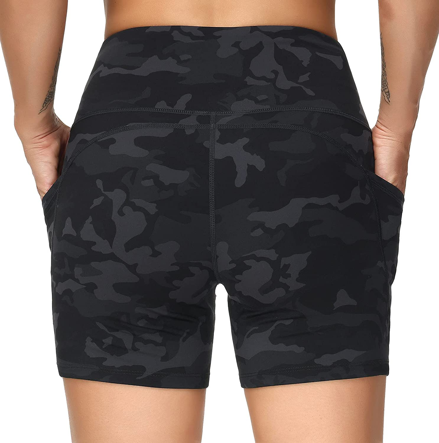 THE GYM PEOPLE High Waist Yoga Shorts for Women'S Tummy Control Fitness Athletic Workout Running Shorts with Deep Pockets Apparel & Accessories > Clothing > Shorts Kylie Max   