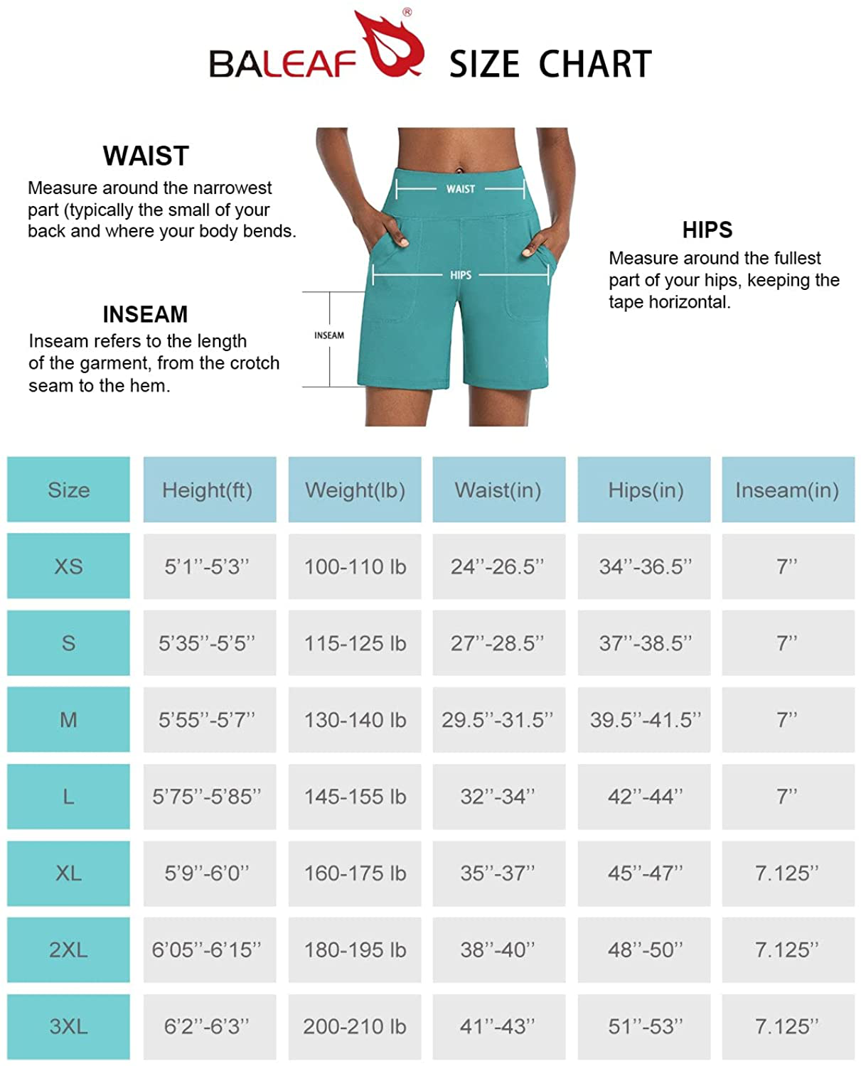 BALEAF Women'S 7" Athletic Long Shorts High Waisted Running Bermuda Shorts with Pockets Apparel & Accessories > Clothing > Shorts Kylie Max   