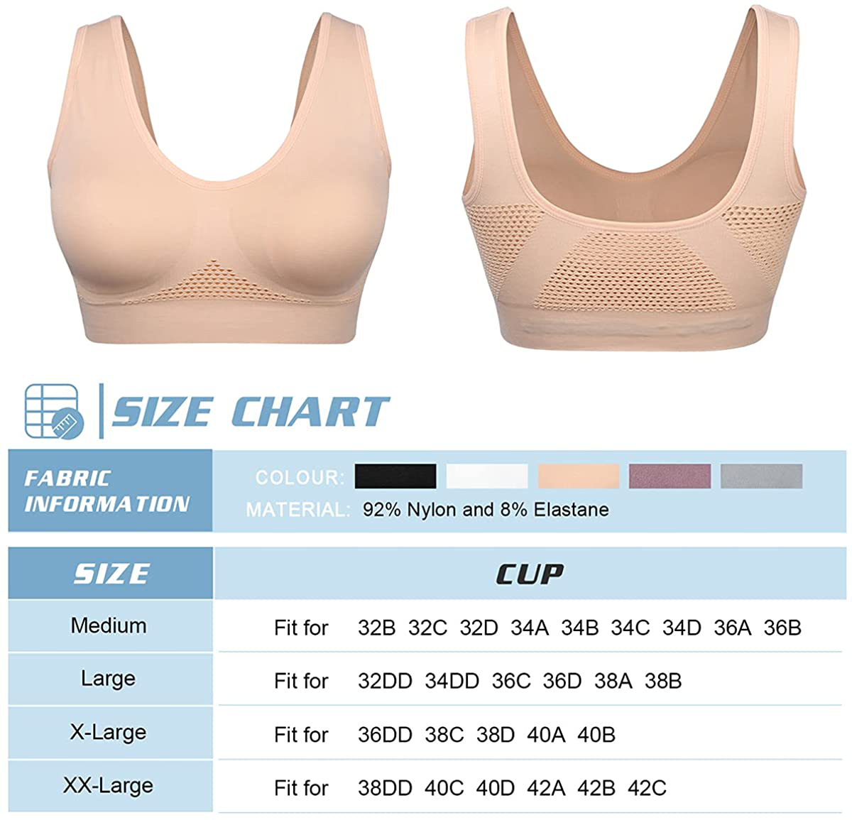 Women Sports Bra Comfortable Sleep Bras No Underwire Seamless Workout Yoga Bra of 3 Pack Apparel & Accessories > Clothing > Underwear & Socks > Bras Kylie Max   
