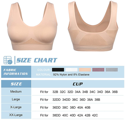 Women Sports Bra Comfortable Sleep Bras No Underwire Seamless Workout Yoga Bra of 3 Pack Apparel & Accessories > Clothing > Underwear & Socks > Bras Kylie Max   