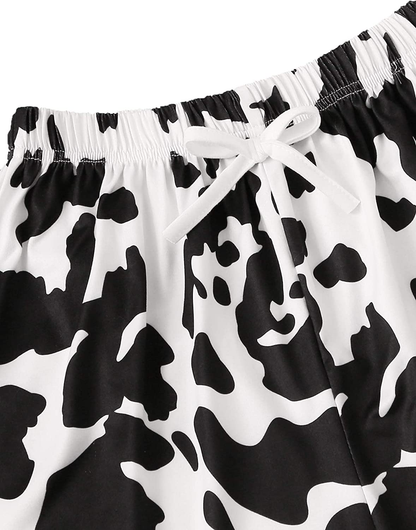DIDK Women's Cute Cartoon Print Tee and Shorts Pajama Set Apparel & Accessories > Clothing > Sleepwear & Loungewear > Pajamas DIDK   