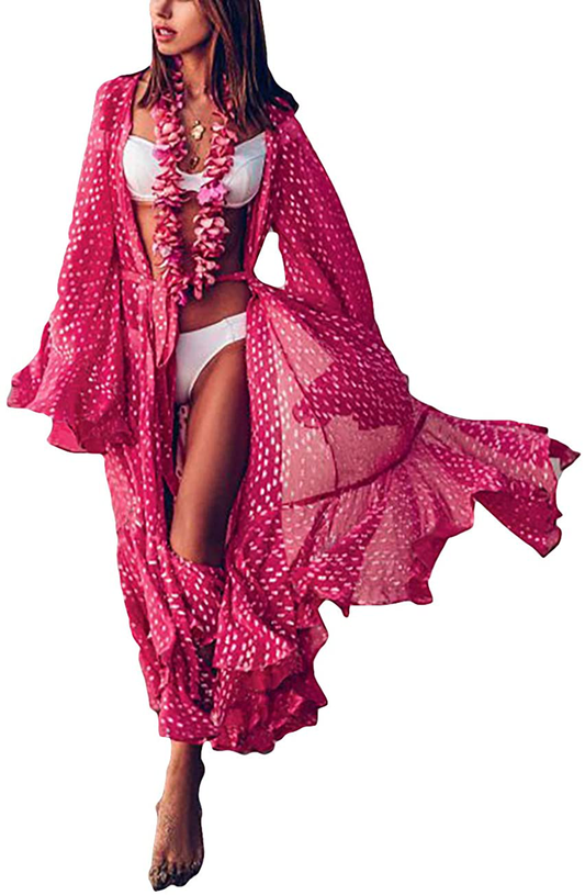 Bsubseach Womens Chiffon/Rayon Beach Blouses Kimono Cardigan Long Bikini Cover Up Apparel & Accessories > Clothing > Swimwear Kylie Max   