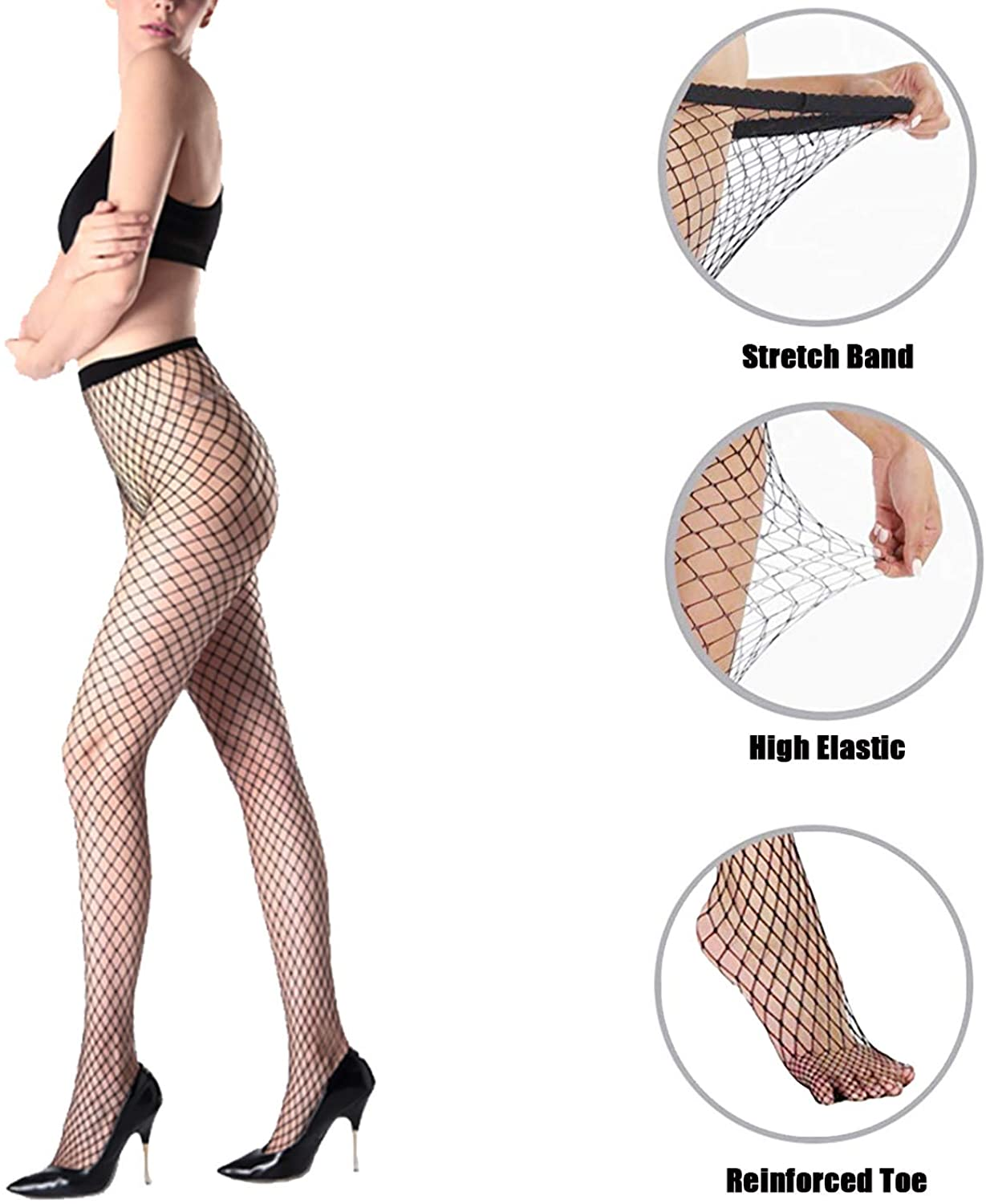 Fullsexy plus Size Fishnet Stockings, Fishnet Tights Thigh High Stockings Pantyhose for Women Apparel & Accessories > Clothing > Underwear & Socks > Shapewear FULLSEXY   
