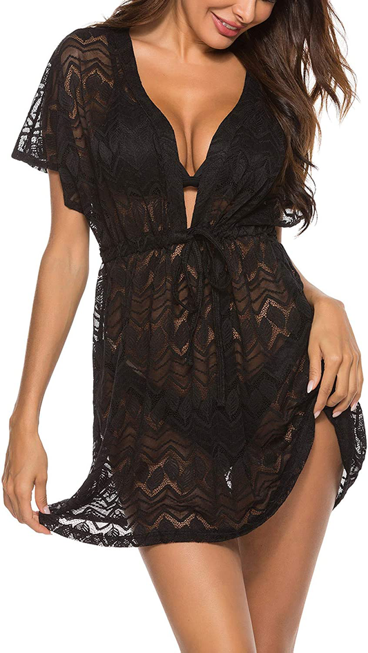 EISHOPEER Women'S Bathing Suit Cover Ups Sexy Swimwear Lace Beach Bikini Cover-Ups Apparel & Accessories > Clothing > Swimwear Kylie Max   