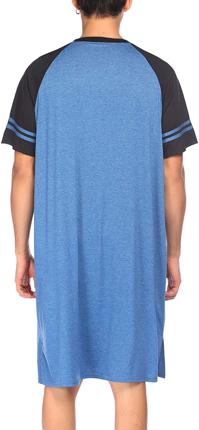 Evanhome Cotton Sleep Shirt Men V-Neck Nightshirts Short Sleeve Henley Shirt Lounge Sleepwear M-XXXL Apparel & Accessories > Clothing > Sleepwear & Loungewear > Nightgowns Kylie Max   