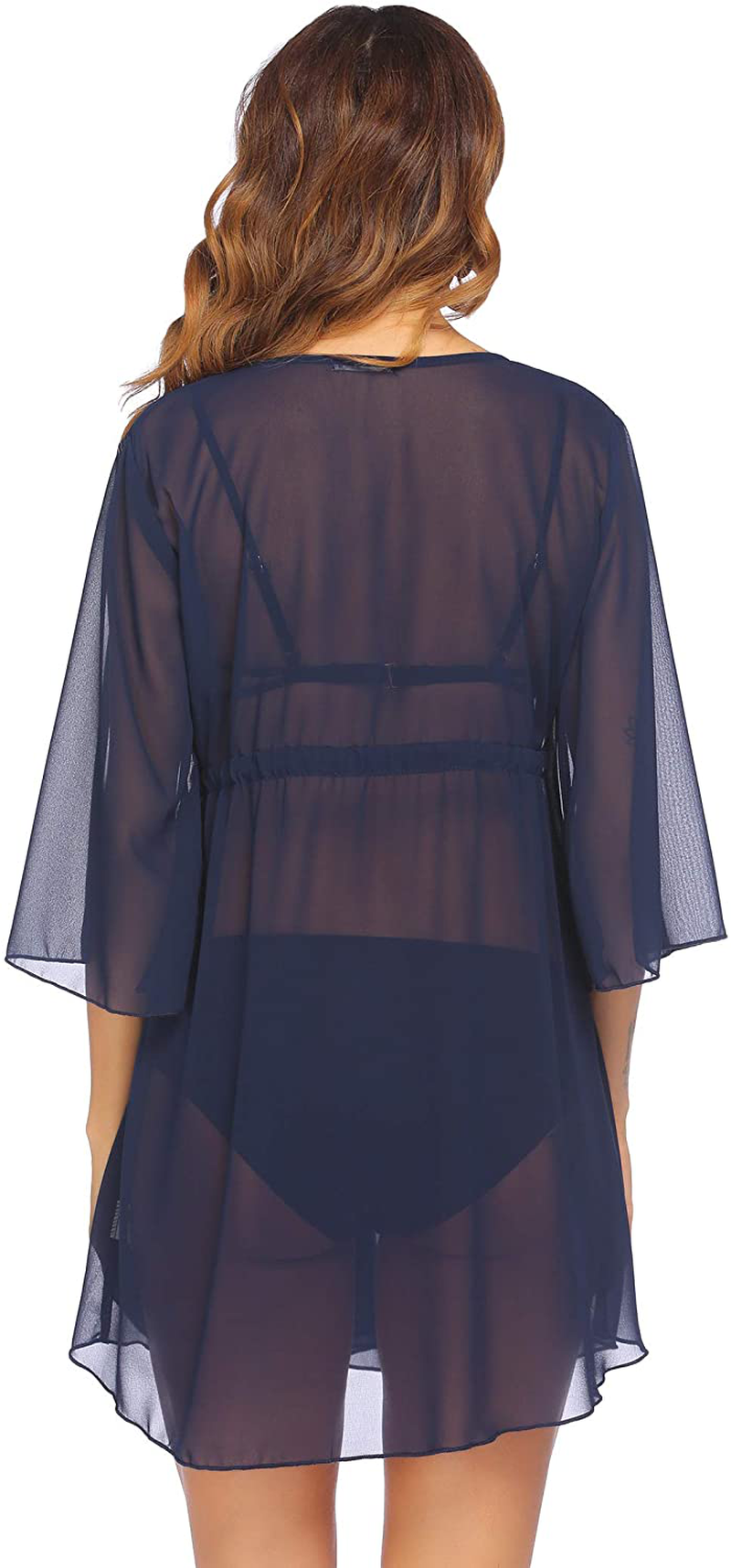 Ekouaer Cover up Women Bathing Suit Coverups Short Swim Cardigan Chiffon Pool Kimino Sheer Bikini Beachdress Apparel & Accessories > Clothing > Swimwear Kylie Max   