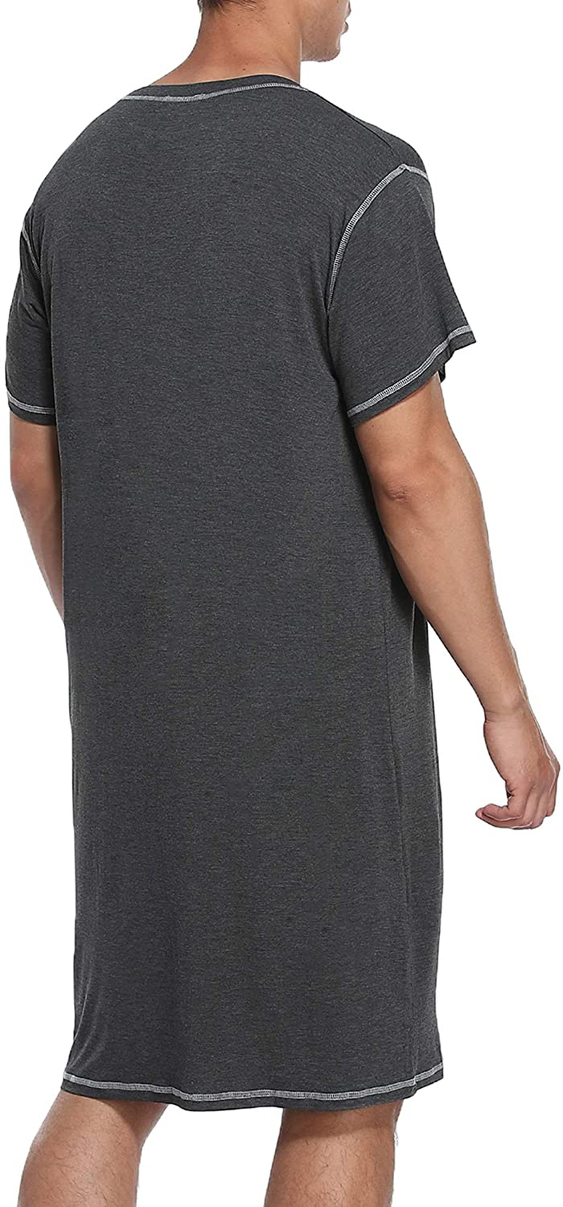 Ekouaer Mens Nightshirt Short Sleeve Nightwear Comfy Loose Night Shirts Henley Sleep Shirt Soft Sleepwear M-XXXL Apparel & Accessories > Clothing > Sleepwear & Loungewear > Nightgowns Kylie Max   