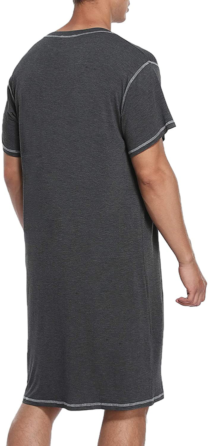 Ekouaer Mens Nightshirt Short Sleeve Nightwear Comfy Loose Night Shirts Henley Sleep Shirt Soft Sleepwear M-XXXL Apparel & Accessories > Clothing > Sleepwear & Loungewear > Nightgowns Kylie Max   