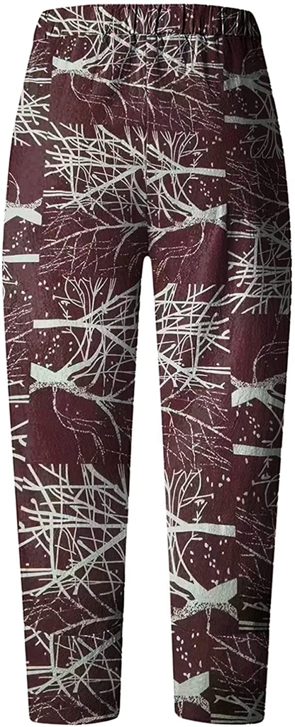 Burband Womens Floral Print Boho Yoga Pants Elephant Linen Harem Pants Wide Leg Work Trousers Palazzo Lounge Hippie Clothes Apparel & Accessories > Clothing > Underwear & Socks > Shapewear Burband   