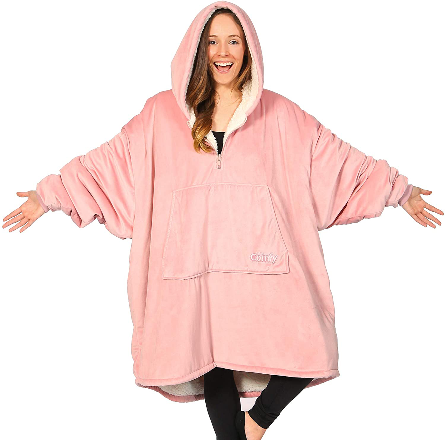 THE COMFY Original| Oversized Microfiber & Sherpa Wearable Blanket, Seen On Shark Tank, One Size Fits All Arts & Entertainment > Party & Celebration > Gift Giving The Comfy Blush Quarter Zip 