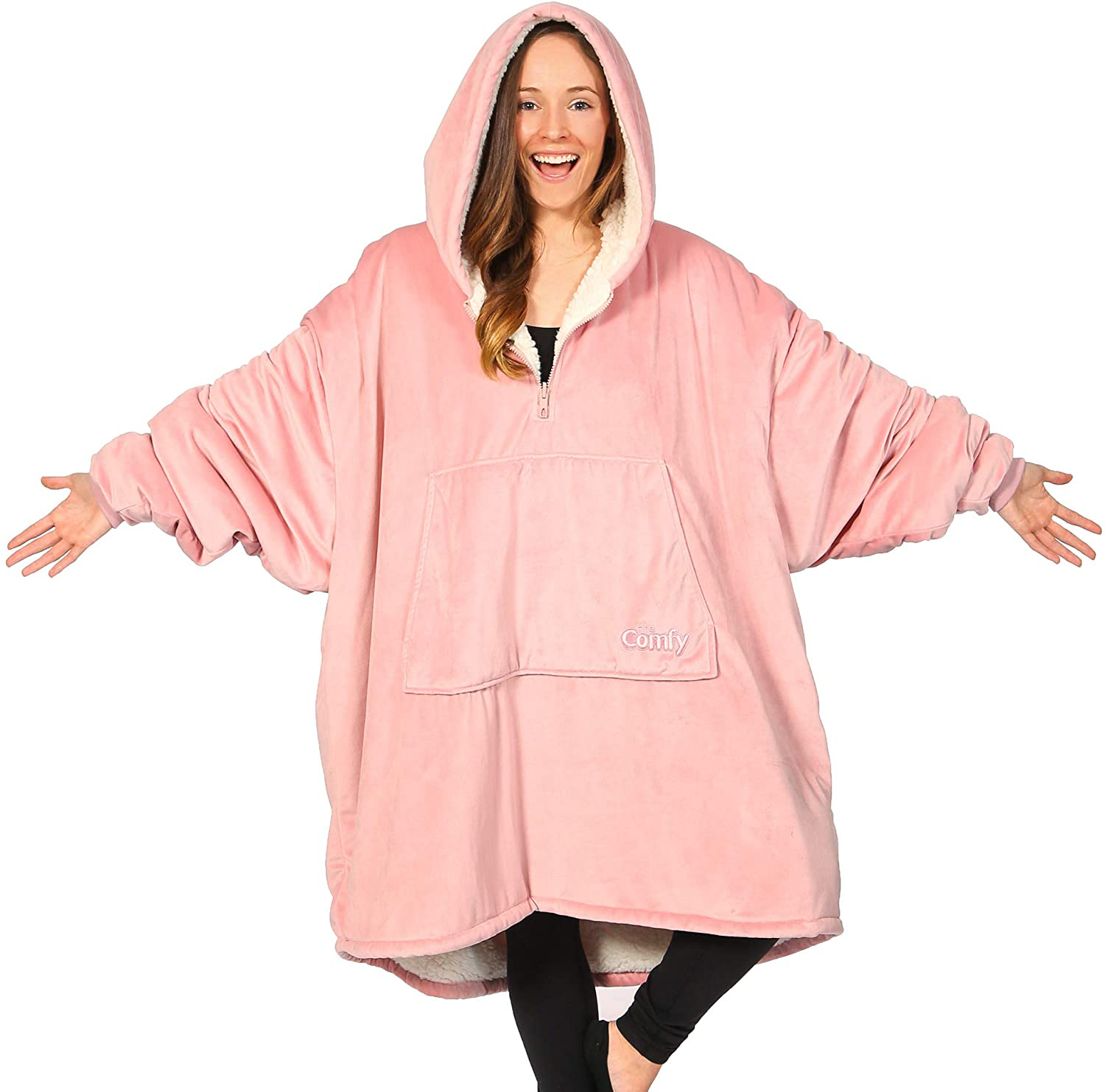 THE COMFY Original| Oversized Microfiber & Sherpa Wearable Blanket, Seen On Shark Tank, One Size Fits All Arts & Entertainment > Party & Celebration > Gift Giving The Comfy Blush Quarter Zip 