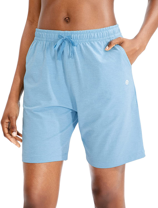 G Gradual Women'S Bermuda Shorts Jersey Shorts with Deep Pockets 7" Long Shorts for Women Lounge Walking Athletic Apparel & Accessories > Clothing > Shorts Kylie Max   