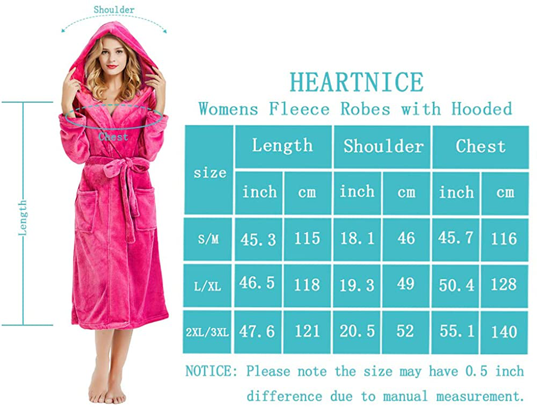 HEARTNICE Womens Fleece Robes, Soft Plush Long Bathrobe, Thick Kimono Robes for Womens, Warm House Coat Apparel & Accessories > Clothing > Sleepwear & Loungewear > Robes Kylie Max   