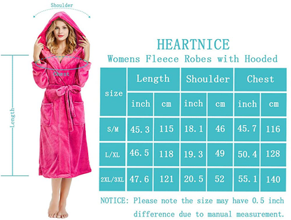 HEARTNICE Womens Fleece Robes, Soft Plush Long Bathrobe, Thick Kimono Robes for Womens, Warm House Coat Apparel & Accessories > Clothing > Sleepwear & Loungewear > Robes Kylie Max   