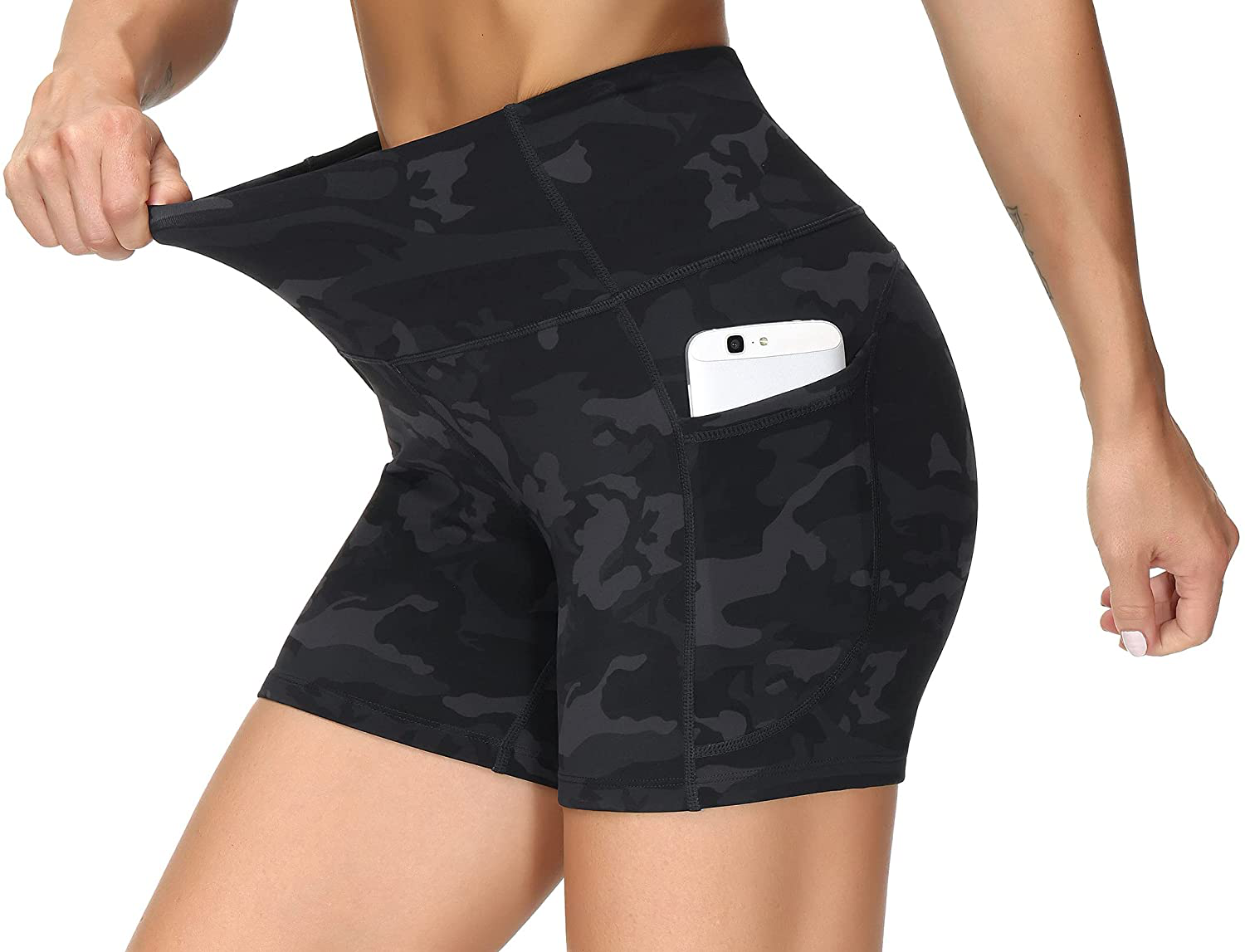 THE GYM PEOPLE High Waist Yoga Shorts for Women'S Tummy Control Fitness Athletic Workout Running Shorts with Deep Pockets Apparel & Accessories > Clothing > Shorts Kylie Max   