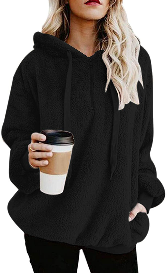 Century Star Women'S Fuzzy Hoodies Sport Pullover Hoodie Athletic Cozy Oversized Pockets Hooded Sweatshirt Fleece Hoodies Apparel & Accessories > Clothing > Activewear Kylie Max   