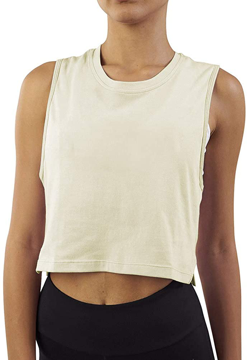 Mippo Crop Top Workout Shirts for Women Cute Sheer Mesh Back Athletic Tanks Muscle Tee Apparel & Accessories > Clothing > Activewear Kylie Max   