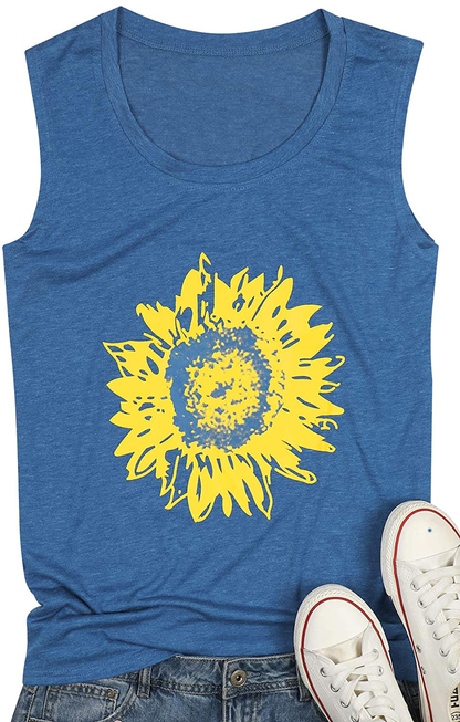 JINTING Summer Sunflower Graphic Tank Tops for Women Graphic Tank Tops Sleeveless Graphic Tee Shirts Letter Print Tank Top Apparel & Accessories > Clothing > Activewear Kylie Max   