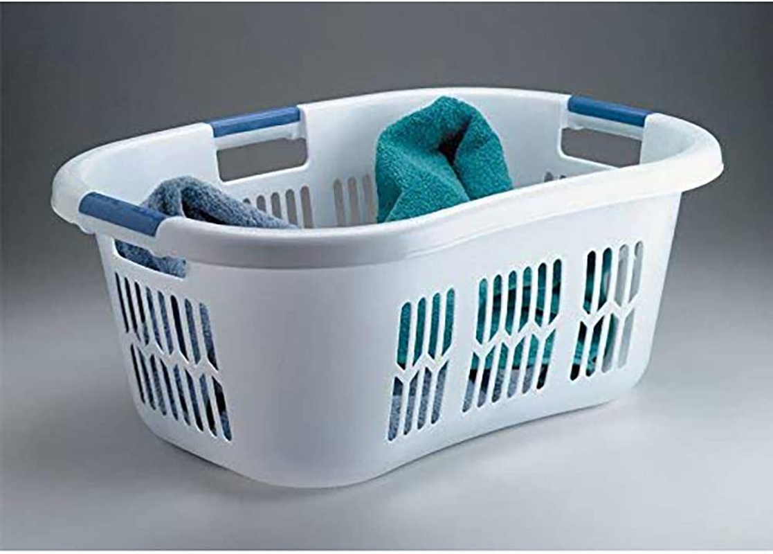 Rubbermaid 2.1 Bushel Small Hip Hugger Portable Plastic Home Laundry Basket with Grab through Handles, White (2-Pack) Apparel & Accessories > Clothing > Underwear & Socks > Underwear Rubbermaid   