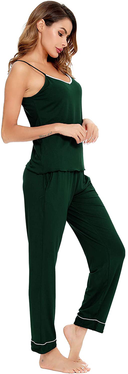 Lecgee Women'S Pajamas Set V-Neck Two Piece Sleepwear Spaghetti Strap Sleeveless Nightwear Apparel & Accessories > Clothing > Sleepwear & Loungewear Kylie Max   