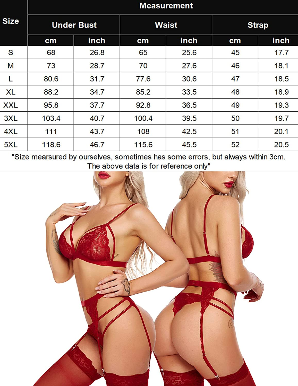 Avidlove Women Lingerie Set Lace Teddy Strap Babydoll Bodysuit with Garter Belts Apparel & Accessories > Clothing > Underwear & Socks > Lingerie Avidlove   