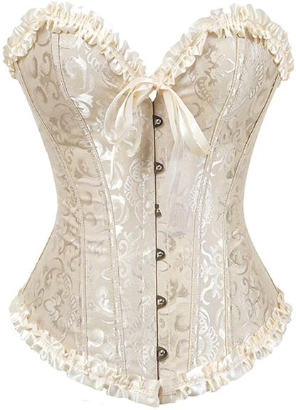 Lacing Corset for Women Lace Boned Overbust Body Shaper Bustier Sexy Satin Brocade Lingerie Shapewear Top Apparel & Accessories > Clothing > Underwear & Socks > Lingerie Generic   