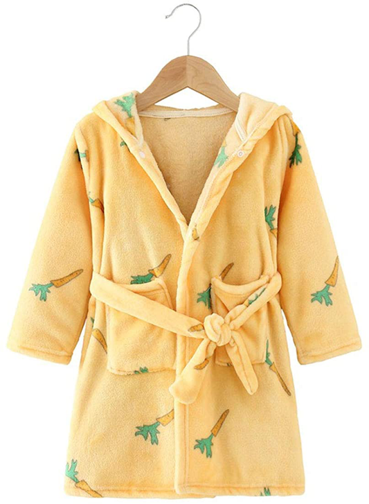 Toddlers Kids Hooded Robe Boys Girls Soft Flannel Bathrobes Pajamas Plush Robe Apparel & Accessories > Clothing > Sleepwear & Loungewear > Robes Kylie Max   