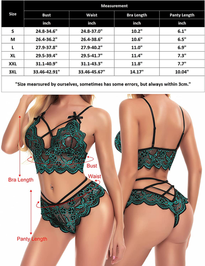 klier Women Sexy Lingerie Set Lace Bra and Panty Sets 2 Piece Strappy Babydoll Bodysuit Apparel & Accessories > Clothing > Underwear & Socks > Lingerie Klier   