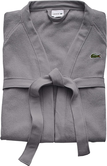 Lacoste Classic Pique 100% Cotton Bath Robe, One Size, Magenta Apparel & Accessories > Clothing > Sleepwear & Loungewear > Robes Lacoste Meteorite Grey  