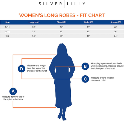 Silver Lilly Womens Robe - Plush Fleece Bathrobe - Full Length with Shawl Collar Apparel & Accessories > Clothing > Sleepwear & Loungewear > Robes Kylie Max   