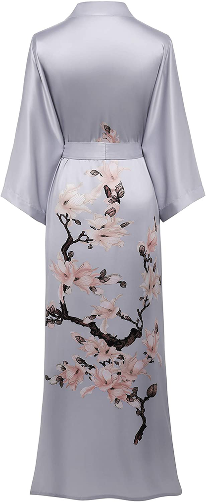BABEYOND Kimono Robe Cover up Long Floral Satin Sleepwear Silky Bathrobe Bachelorette Robe Apparel & Accessories > Clothing > Sleepwear & Loungewear > Robes Kylie Max   