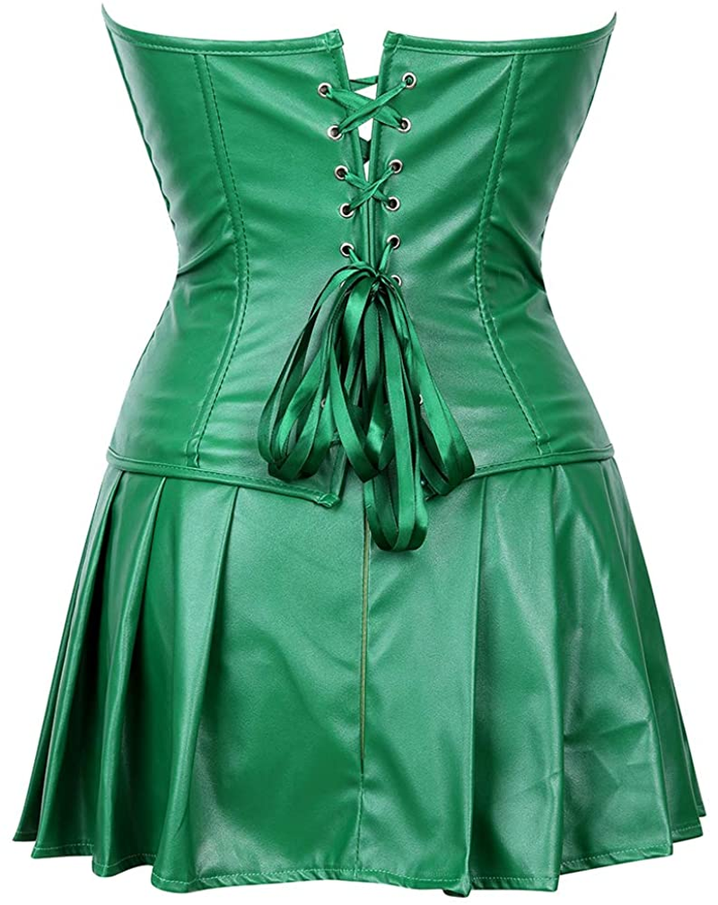 Frawirshau Faux Leather Corset Dress Corsets for Women Sexy Bustier Lingeire Corset Skirt Costume Apparel & Accessories > Clothing > Underwear & Socks > Lingerie frawirshau   
