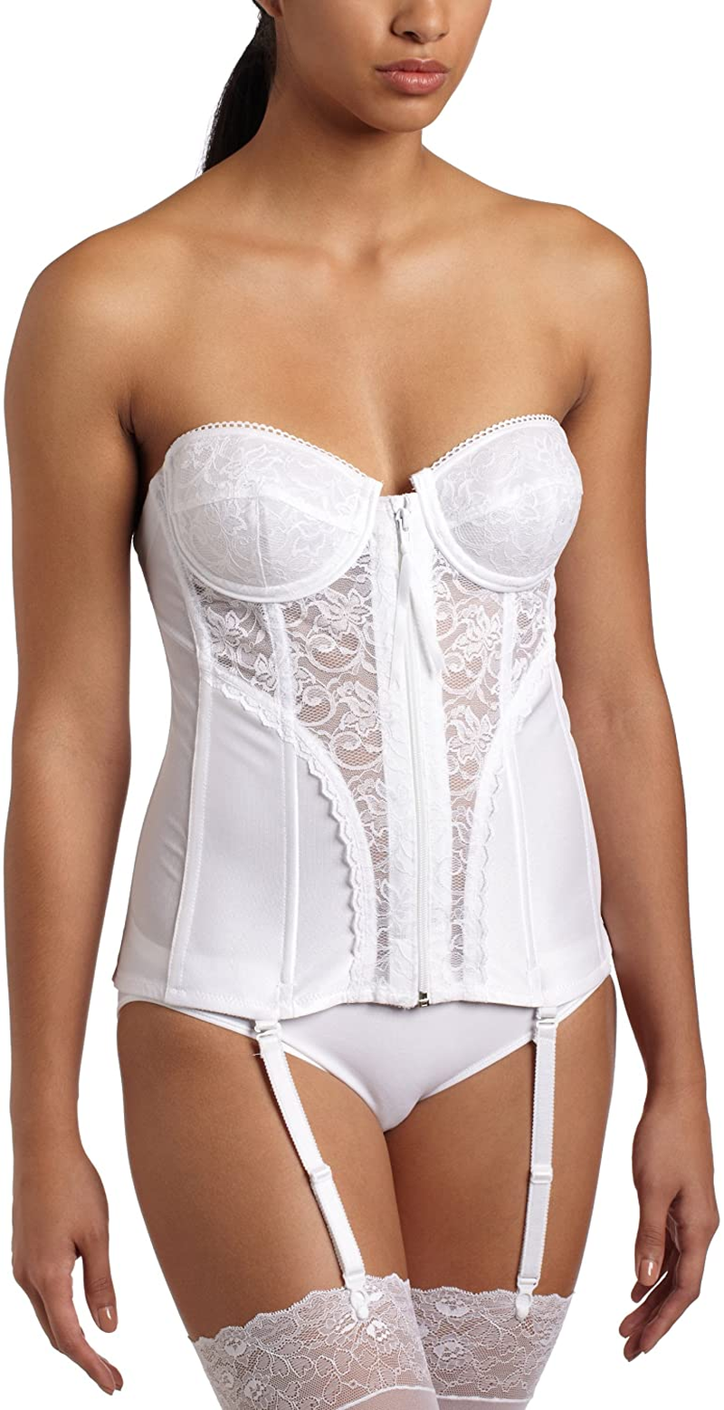 CARNIVAL Womens Low Plunge Backless Lace Corset Bra Apparel & Accessories > Clothing > Underwear & Socks > Lingerie Carnival White 36C 