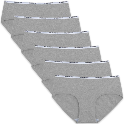 INNERSY Womens Underwear Hipster Panties Cotton Low Rise Briefs Pack of 6 Apparel & Accessories > Clothing > Underwear & Socks > Underwear INNERSY 6 Grey Large 