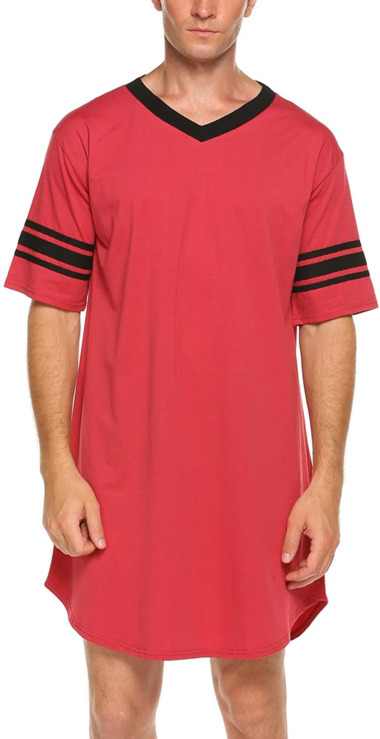 Ekouaer Men'S Nightshirt, Cotton Nightwear Comfy Big&Tall V Neck Short Sleeve Soft Loose Pajama Sleep Shirt Apparel & Accessories > Clothing > Sleepwear & Loungewear > Nightgowns Kylie Max   