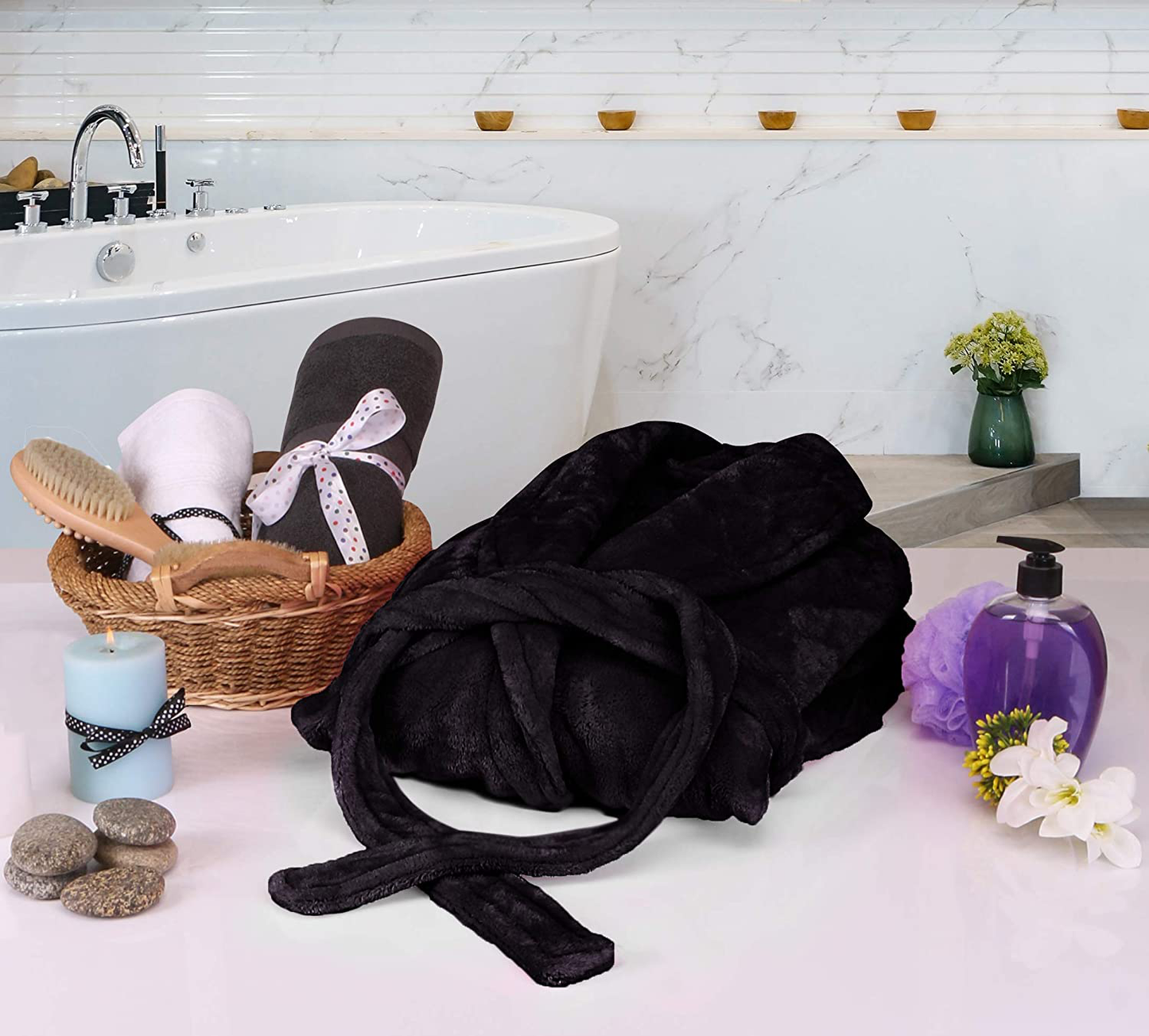 NY Threads Womens Fleece Bathrobe - Shawl Collar Soft Plush Spa Robe Apparel & Accessories > Clothing > Sleepwear & Loungewear > Robes Kylie Max   