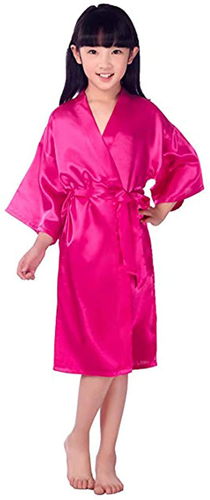 Children'S Silk Stain Pure Kimono Wedding Dressing Gown Kimono Robes Bridal Lingerie Sleepwear Apparel & Accessories > Clothing > Sleepwear & Loungewear > Robes Yesky Rose 14 