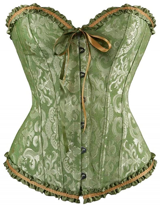 Kylabess Women'S plus Size Bustier Corset Top Sexy Satin Waist Cincher Lace up Boned Lingerie Apparel & Accessories > Clothing > Underwear & Socks > Lingerie KylaBess Green 3XL/US 14-16/Waist 34"-35" 