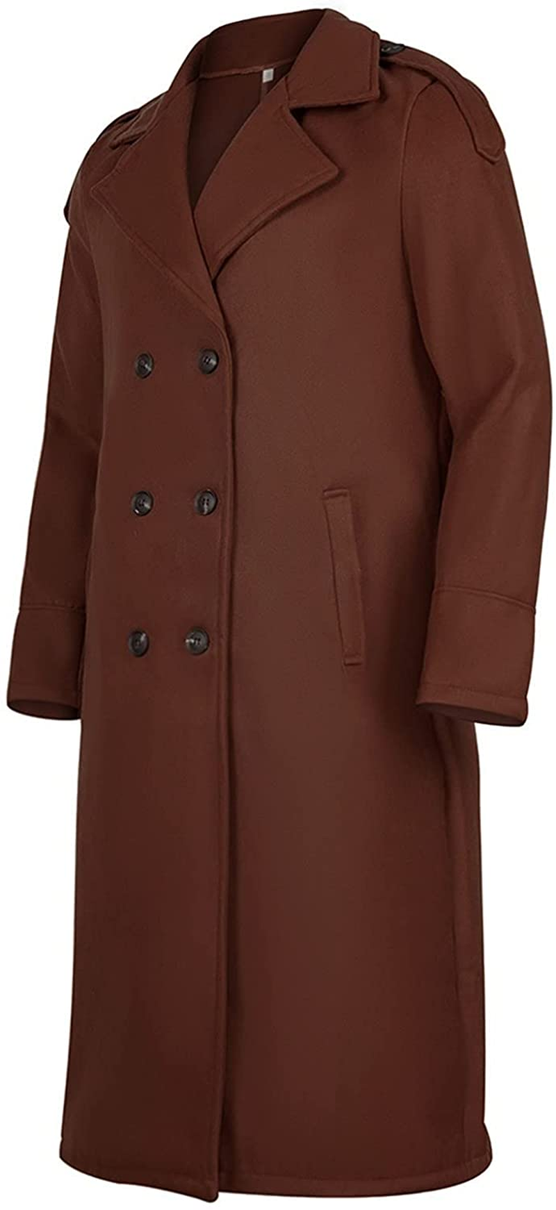 Merthy Mens Winter Warm French Woolen Trench Coats Long Sleeved Turn-Down Collar Double Breasted Business Long Pea Coat Apparel & Accessories > Clothing > Underwear & Socks > Shapewear Merthy   