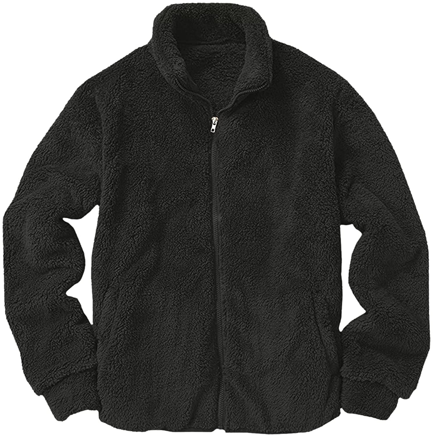 Merthy Mens Fuzzy Sherpa Fleece Jacket Casual Long Sleeve Stand Collar Furry Faux Woolen Cardigan Coat Zipper Teddy Coats Apparel & Accessories > Clothing > Underwear & Socks > Shapewear Merthy   