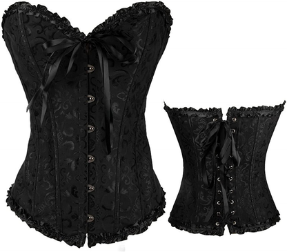 Lacing Corset for Women Lace Boned Overbust Body Shaper Bustier Sexy Satin Brocade Lingerie Shapewear Top Apparel & Accessories > Clothing > Underwear & Socks > Lingerie Generic   