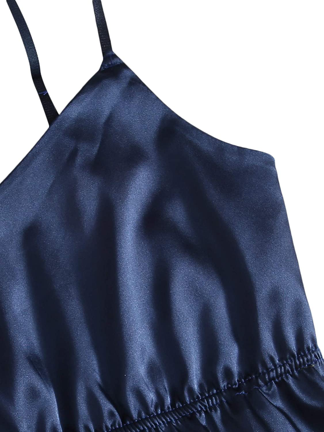 Shein Women'S Ruffle Trim Satin Sleepwear V Neck Cami Top and Shorts Pajama Set Apparel & Accessories > Clothing > Sleepwear & Loungewear Kylie Max   