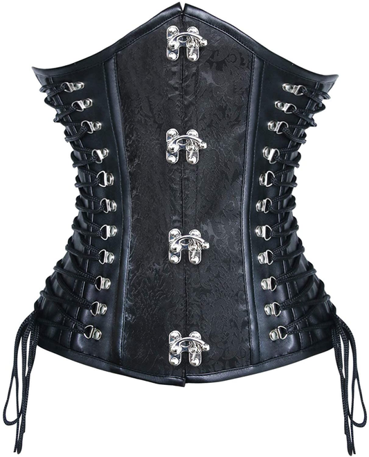 Kimring Women'S Steampunk Vintage PU Leather Spiral Steel Bone Underbust Corset Apparel & Accessories > Clothing > Underwear & Socks > Lingerie Kimring Black Small 