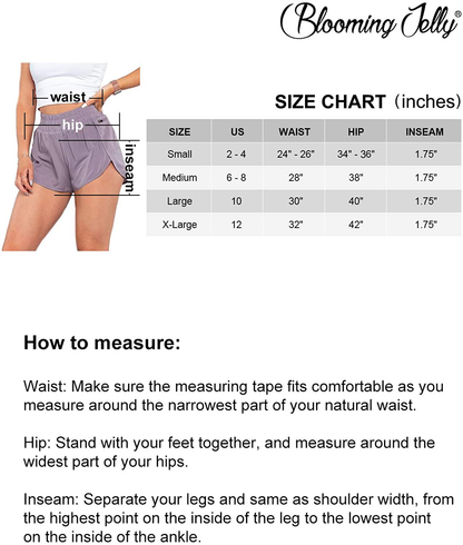 Blooming Jelly Women'S Quick-Dry Running Shorts Workout Sport Layer Active Shorts with Pockets 1.75" Apparel & Accessories > Clothing > Shorts Kylie Max   