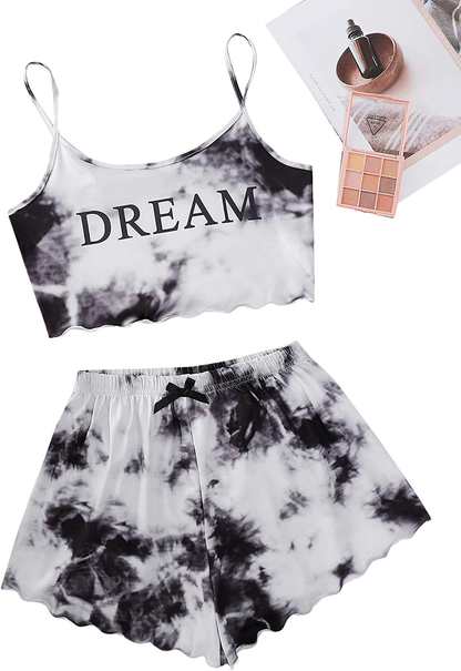 Shein Women'S Cute Cartoon Print Cami Top and Shorts Pajama Set Apparel & Accessories > Clothing > Sleepwear & Loungewear Kylie Max   