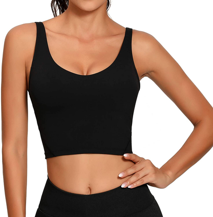 Lemedy Women Sports Bra Longline Crop Tank Top Padded Workout Running Yoga Apparel & Accessories > Clothing > Underwear & Socks > Bras Kylie Max   