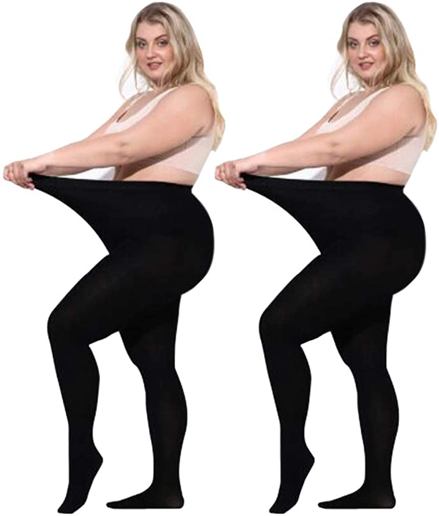 Women Tight,Ladies Tights,Womens Opaque Pantyhose Lady Black Leggings Apparel & Accessories > Clothing > Underwear & Socks > Shapewear KalaBear 2 Pairs-black,black Plus Size 