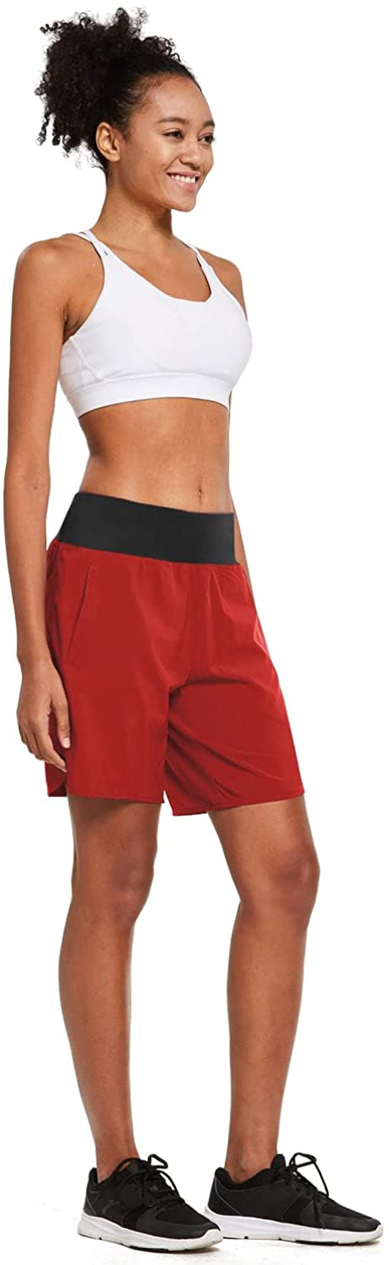 BALEAF Women'S 7 Inches Long Running Shorts with Liner Lounge Sport Gym Shorts Back Zipper Pocket Apparel & Accessories > Clothing > Shorts Kylie Max   