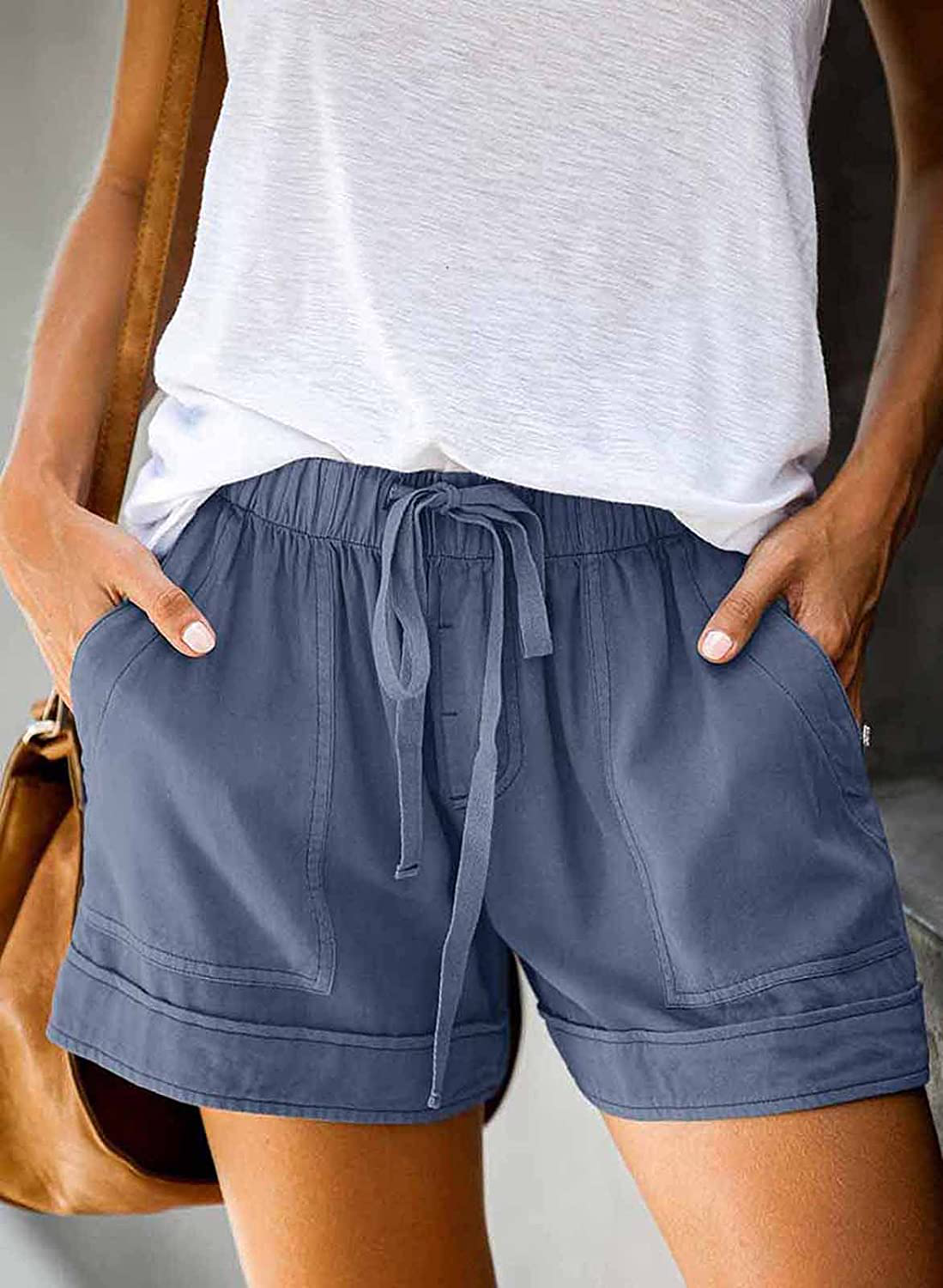 Wielsscca Womens Drawstring Shorts Summer Elastic Waist Casual Lightweight with Pockets Apparel & Accessories > Clothing > Shorts Kylie Max   